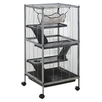 PawHut - Cage à 4 niveaux pour lapin, cochon d’Inde, furet, rat, hamster - 45 po H - gris argenté-Idéal pour une variété de petits animaux, y compris le vison de compagnie, le chinchilla, le petit chat et d'autres petits animaux de taille similaire 