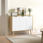 HOMCOM - Buffet moderne 36 po L, armoire latérale - bois naturel-Convient à la salle à manger, la cuisine, le salon ou tout autre espace restreint nécessitant un peu plus de rangement 