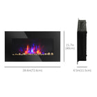 HOMCOM - Foyer électrique mural avec flamme DEL, noir-L'effet de flamme à LED breveté réaliste est accrocheur et la lumière d'arrière-plan de 7 couleurs au choix. La flamme peut être allumée ou éteinte séparément  
