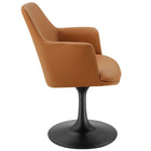 Modway - Lippa Salle à manger pivotante Cuir végane Fauteuil - Black Tan-Anneau en plastique en caoutchouc pour la protection des planchers