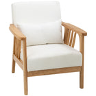 HOMCOM - Fauteuil d’appoint avec assise et dossier rembourrés pour chambre - blanc crème-Le cadre en bois naturel avec une surface au toucher velours apporte un charme ancien à votre espace préféré 

