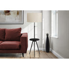 Monarch Specialties - Luminaire - 63 po H Lampadaire - Métal Noir - Abat-Jour Ivoire / Crème - Contemporain-Le support réglable permet de personnaliser la hauteur afin d'éclairer une pièce, avec une tablette ronde intégrée en stratifié noir pour poser votre boisson ou votre appareil électronique