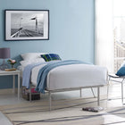 Modway - Horizon Acier inoxydable Cadre de lit simple, Gris-Cadre en acier inoxydable robuste