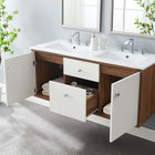 Modway - Transmit 48" Vanité de salle de bain murale - Blanc noyer-Placage en plaques de particules et noyer