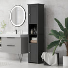 HOMCOM - Armoire de rangement haute pour salle de bain avec étagères réglables - noir-Comprend deux armoires et deux étagères ouvertes pour ranger et exposer les articles essentiels du quotidien   