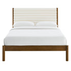 Modway - Olea Bois massif Boucle à touffes de canal Lit de plateforme complet, Noyer plume-Pas besoin de sommier