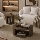 Manhattan Comfort - Table basse ronde contemporaine Alure 36" - Noyer-Garantie limitée du fabricant de 30 jours
