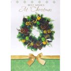 Mill Brook Studio - Cartes de souhaits Noël / Enveloppes - 5-3/8 po x 7-3/4 po - Meilleurs Voeux: Couronne Verte - Paquet de 18-Cartes de souhaits qualité boutique