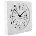 Marathon – Horloge murale surdimensionnée analogique avec veilleuse auto, boîtier blanc, cadran blanc-La veilleuse s'allume automatiquement lorsque les lumières sont éteintes (panneau solaire pour la détection de nuit)