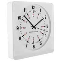 Marathon – Horloge murale surdimensionnée analogique avec veilleuse auto, boîtier blanc, cadran blanc-La veilleuse s'allume automatiquement lorsque les lumières sont éteintes (panneau solaire pour la détection de nuit)