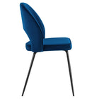 Modway - Nico Performance Velvet Chaise à manger Ensemble de 2 - Marine noire-Épingles de pied non marquées
