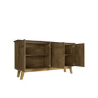 Manhattan Comfort - Buffet moderne mi-siècle Yonkers 160 cm (62,99 po) - Brun rustique-Style de porte à ouverture à 90° avec fermeture en douceur