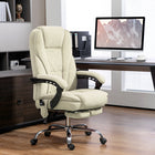 Vinsetto - Fauteuil de bureau massant inclinable à hauteur réglable et repose-pieds - beige-Faites une pause et détendez-vous avec un angle d’inclinaison de 135° et un repose-pieds 