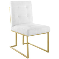Modway - Privy Acier inoxydable doré Tissu rembourré Chaise d’accent pour salle à manger - Or Blanc-Fauteuil à manger Glam Deco