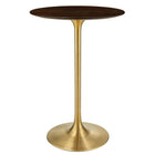 Modway - Lippa Noyer cerisier rond de 28 po Bois Bar Table, Noyer cerise doré-Table de bar moderne