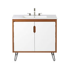 Modway - Energize 36" Vanette de salle de bain - Cerise-Blanc-Blanc-Assemblée requise