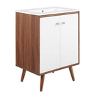Modway - Transmit 24" Vanette de salle de bain - Blanc noyer-Assemblée requise