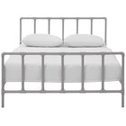 Modway - Dower Acier inoxydable Lit Queen, Gris-Matelas non inclus