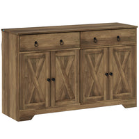 HOMCOM - Buffet 47,6 po L avec rangement - beige-Grand espace de rangement avec deux armoires et deux tiroirs pour contenir les fournitures quotidiennes 