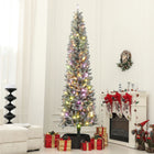 HOMCOM - Arbre de Noël artificiel de 9 pi avec lumières - arbre de Noël floqué-La télécommande infrarouge ou le bouton de l'adaptateur permet de contrôler facilement les modes d'éclairage, la luminosité et la minuterie 