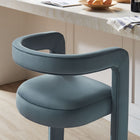Modway - Winslow Performance Velvet Tabouret de bar - Cadet Blue-Repose-pieds en acier inoxydable
