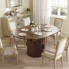 HOMCOM - Table ronde extensible 43,3-59 po avec doubles étagères et portes cannelées pour 4-6 personnes - noyer-Les rallonges se rangent discrètement sous le plateau 