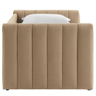 Modway - Veyla Chenal Touffé Performance Velvet Lit de jour jumelle avec Trundle, Taupe-9