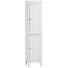 Kleankin - Armoire de salle de bain haute avec étagères réglables - blanc-Les armoires fermées organisent soigneusement votre collection d’articles de toilette 