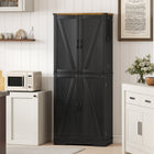 HOMCOM - Armoire de garde-manger de cuisine style ferme 72 po - noir-Quincaillerie anti-basculement pour une sécurité familiale renforcée 