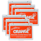 Ready 2 Learn - Tampon encreur lavable - Parfumé à l'orange - Orange - Paquet de 6-Arrêtez et Sentez L'encre - Ajoutez de la vie à vos créations artistiques ! Ce tampon encreur orange contient une encre parfumée à l'orange. Une ressource artistique divertissante pour les salles de classe, les foyers ou les centres !