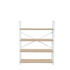 Simply 4-Tier Bookcase - Blanc-Cadre en métal avec étagères en grain de bois