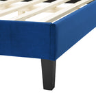 Modway - Soleil Performance Velvet Lit plein, Marine-Pieds en bois noir effilés