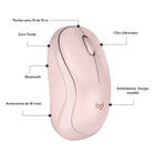 Logitech - M240 Silent Souris sans fil - Rose-Le plastique de la souris d’ordinateur M240 Silent inclut du recyclé certifié postconsommation (48 % Graphite et 37 % Blanc cassé et Rose (7)).