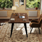 Homy Casa - Bureau d'Écriture Multifonctionnel de 63 po, Finition Noyer-Style industriel moderne – Finition noyer et pieds en métal noir tendance