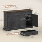 HOMCOM - Buffet 55,1 po L avec station de charge - grain de bois noir-Charme rustique avec bord supérieur décoratif, portes à panneaux et poignées vintage pour une touche chaleureuse 