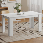 HOMCOM - Table à manger moderne 63 po avec effet bois - blanc-Peut accueillir jusqu'à six personnes et offre beaucoup d'espace pour les repas 