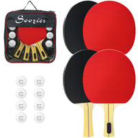 Soozier - Ensemble De Raquettes De Ping-Pong Avec 4 Raquettes Portables - 8 Balles-Contreplaqué P2 et caoutchouc de 1,5 mm pour une excellente adhérence et durabilité  