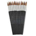 Charles Leonard - Pinceaux à l'aquarelle avec pointe ronde, # 12, 1.06 po, cheveux de chameau, poignée noire, 12 par paquet, 6 packs-Brosses à tête ronde pointues