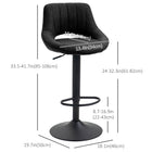HOMCOM - Tabourets de bar pivotants à hauteur de comptoir réglable - noir - paquet de 2-Les surpiqûres verticales et le design évidé apportent une touche distinctive dans n'importe quel environnement 
