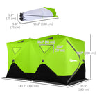 Outsunny - Tente De Pêche Sur Glace Isolée 8 Personnes, Pop-Up, Pour -22℉- Vert-Portes zippées pour entrer dans la tente facilement et librement 
