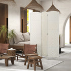 HOMCOM - Cloison de séparation autoportante à 3 panneaux tissée à la main pour bureau à domicile - blanc-Design pliant à trois panneaux, facile pour créer un nouveau look et peu encombrant pour le rangement 
