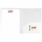 JAM Paper - Dossier scolaire robuste à 3 trous et 2 pochettes - transparent - Paquet de 6-Quantité : 6 dossiers par paquet | Un pour chaque sujet et projet