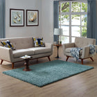 Modway - Enyssa Solide Tapis 5 pi l x 8 pi L Shag Area - Bleu aqua et ivoire-Tissage shag d’environ 2 pouces