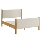 Modway - Maven Grandeur nature Tissu tapis Lit de plateforme, Chêne d’ivoire-Cadre de lit en bois