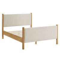 Modway - Maven Grandeur nature Tissu tapis Lit de plateforme, Chêne d’ivoire-Cadre de lit en bois