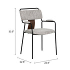Zuo - Couva Chaise de salle à manger - Tweed gris - Ensemble de 2-Garantie limitée de 3 ans