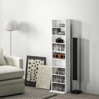 HOMCOM - Armoire de rangement multimédia à 9 niveaux - 55.1 po H - blanc-Retirez et ajustez les étagères pour accueillir jusqu'à 120 DVD
