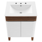 Modway - Render 24" Vanette de salle de bain - Blanc Noyer Blanc-Portes doubles à fermeture douce