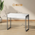 HOMCOM - Bureau d'ordinateur haut brillant avec 2 tiroirs - 39,4 po L x 19,7 po l x 29,5 po H - blanc et gris-Pieds réglables assurant la stabilité sur les sols irréguliers et évitant les rayures au sol