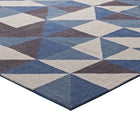 Modway - Kahula Mosaïque du triangle géométrique Tapis de comédie 8 pi l x 10 pi L - Bleu, blanc et gris-Dessous du tissu de jute adhéré